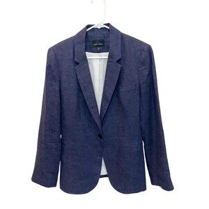 Judith & Charles Navy Blue Linen Blazer Jacket Office Career - Women's Size 8